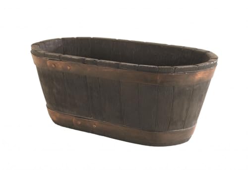 Oblong Walnuss-Indoor Outdoor Barrel Kunststoff Trough Planter Blumentopf von Greenfingers