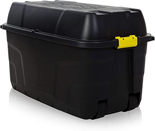 Strata 175 Liter Heavy Duty Kofferraum auf Rädern Schwarz Gelb Clip Griff (1 Box) von Strata