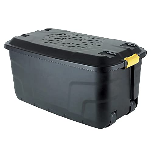 Strata Heavy Duty Aufbewahrungskoffer mit Deckel und Rollen 110 Liter, 77x42x54cm - Schwarz Strata Heavy Duty Aufbewahrungskoffer mit Deckel und Rollen 110 Liter, 77x42x54cm - Schwarz von Strata