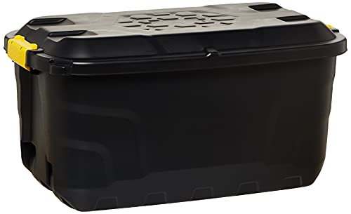 Strata Robuste Aufbewahrungsbox mit Rollen, 75 L, Schwarz, 77 x 42 x 40 cm von Strata