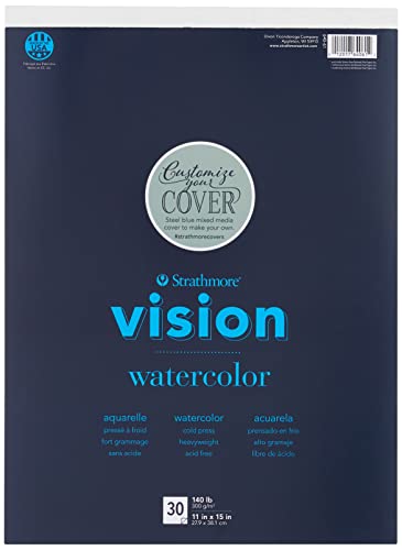 Strathmore (640-61 Vision Aquarellblock, Weiß, 11"x15" Tape Bound, 30 von Strathmore