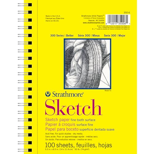 Strathmore 300 Series Sketch Paper Block, Drahtbindung, Papier, Weiss/opulenter Garten, 5.5x8.5 inch von Strathmore
