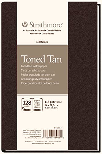 Strathmore 400 Recycled Toned Tan Skizzenbuch Hardcover - P469-5-4, 64 Blatt, 14 x 22 cm, 89 g/m², Braun von Strathmore