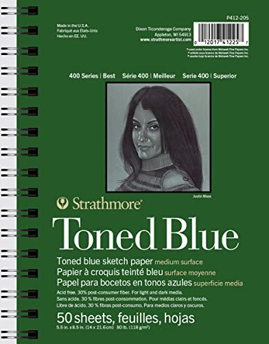 Strathmore Skizzenpapierblock, 400 Stück, blau, 14 x 21 cm, 118 g/m², säurefrei, 50 Blatt von Strathmore