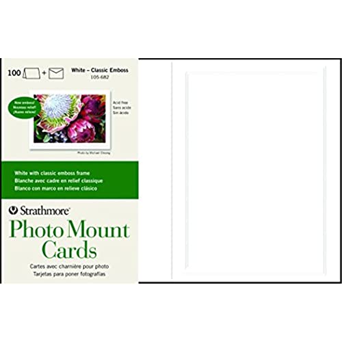 Strathmore str-105–250 weiß Bilderrahmen (40 Pack) Passepartout, klassisch, mit geprägtem Rand 100 Cards & Envelopes weiß von Strathmore