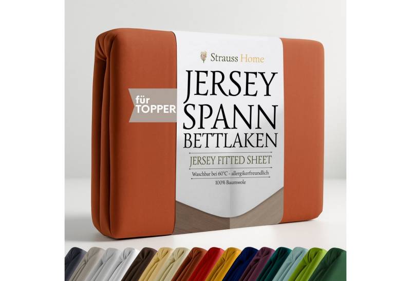 Strauss Home Spannbettlaken Premium Topper Spannbettlaken 150GSM für Matratzen-Topper 10cm Höhe, Gummizug: Rundumgummi, für Topper mit einer Höhe von 10cm, OEKO-TEX zertifiziert von Strauss Home