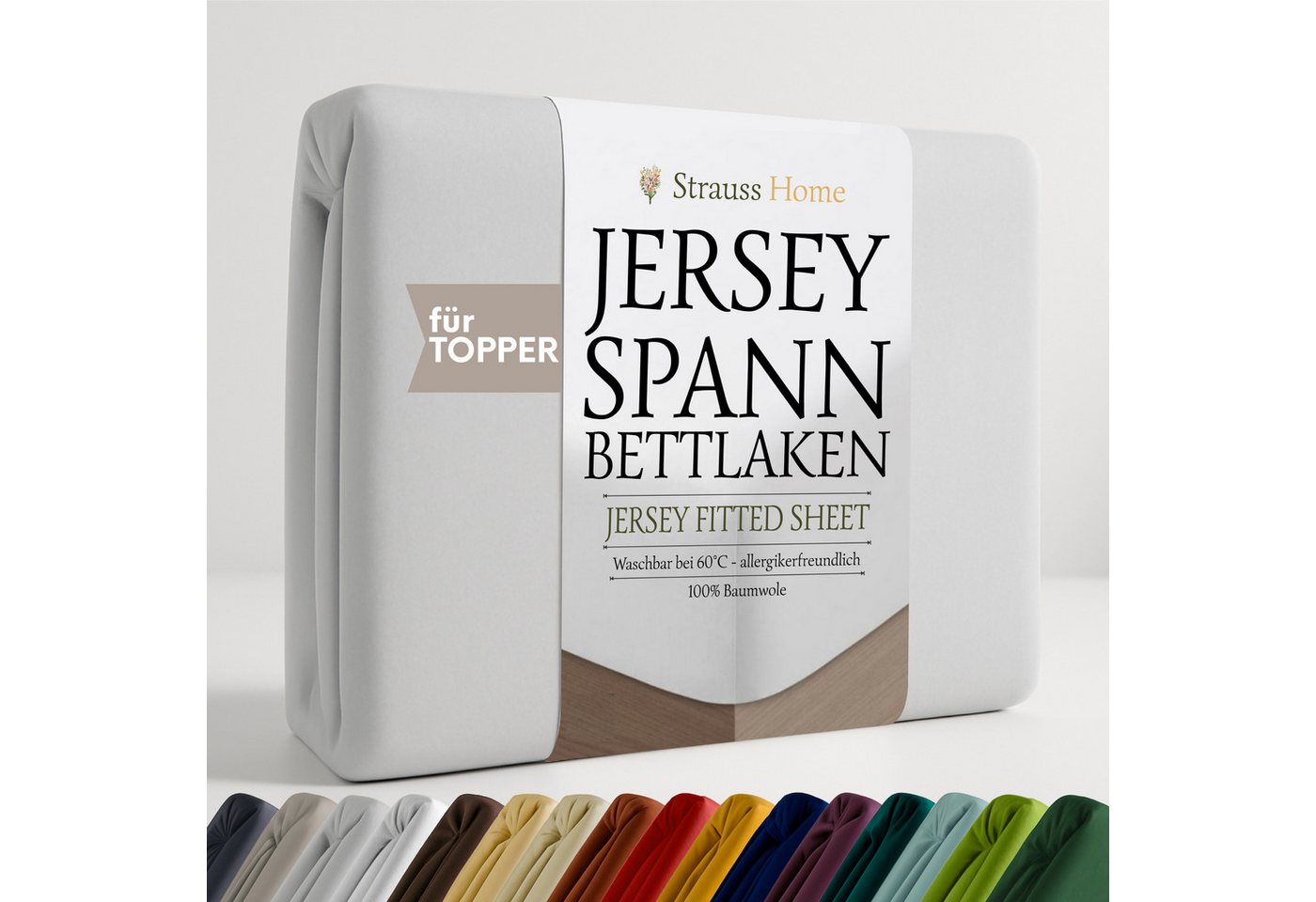 Strauss Home Spannbettlaken Premium Topper Spannbettlaken 150GSM für Matratzen-Topper 10cm Höhe, Gummizug: Rundumgummi, für Topper mit einer Höhe von 10cm, OEKO-TEX zertifiziert Strauss Home Spannbettlaken Premium Topper Spannbettlaken 150GSM für Matratzen-Topper 10cm Höhe, Gummizug: Rundumgummi, für Topper mit einer Höhe von 10cm, OEKO-TEX zertifiziert von Strauss Home