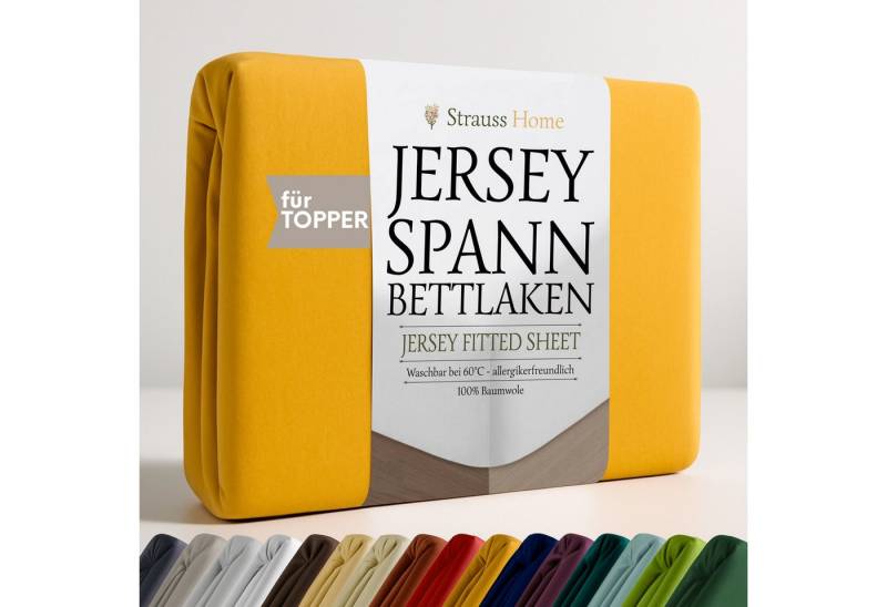 Strauss Home Spannbettlaken Premium Topper Spannbettlaken 150GSM für Matratzen-Topper 10cm Höhe, Gummizug: Rundumgummi, für Topper mit einer Höhe von 10cm, OEKO-TEX zertifiziert von Strauss Home