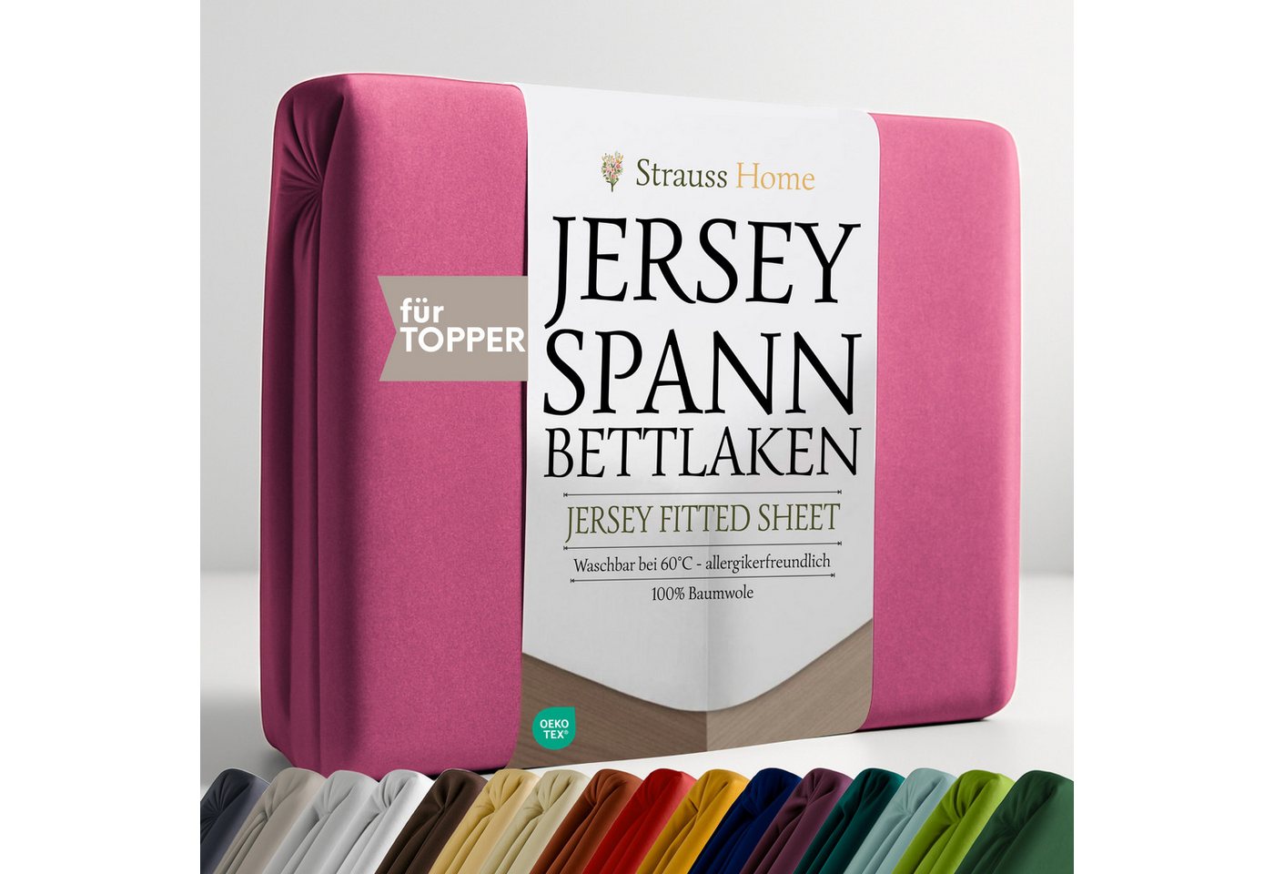 Strauss Home Spannbettlaken Premium Topper Spannbettlaken 150GSM für Matratzen-Topper 10cm Höhe, Gummizug: Rundumgummi, für Topper mit einer Höhe von 10cm, OEKO-TEX zertifiziert Strauss Home Spannbettlaken Premium Topper Spannbettlaken 150GSM für Matratzen-Topper 10cm Höhe, Gummizug: Rundumgummi, für Topper mit einer Höhe von 10cm, OEKO-TEX zertifiziert von Strauss Home