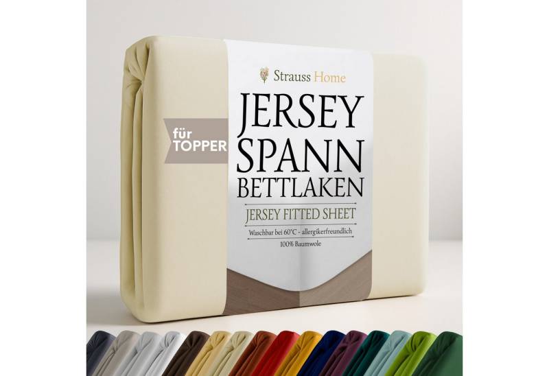 Strauss Home Spannbettlaken Premium Topper Spannbettlaken 150GSM für Matratzen-Topper 10cm Höhe, Gummizug: Rundumgummi, für Topper mit einer Höhe von 10cm, OEKO-TEX zertifiziert von Strauss Home