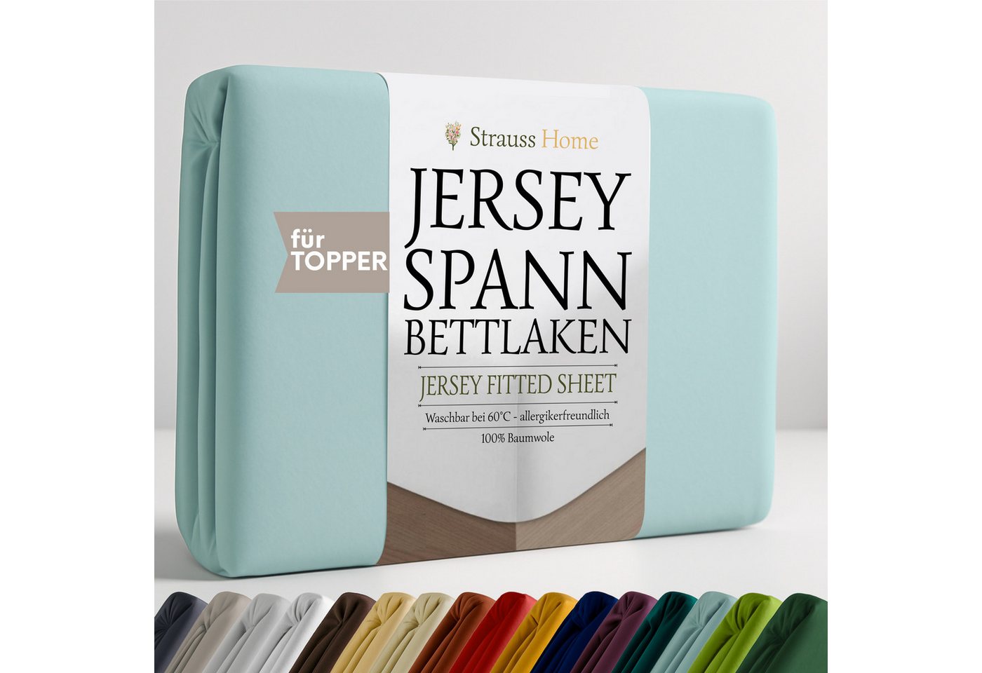 Strauss Home Spannbettlaken Premium Topper Spannbettlaken 150GSM für Matratzen-Topper 10cm Höhe, Gummizug: Rundumgummi, für Topper mit einer Höhe von 10cm, OEKO-TEX zertifiziert Strauss Home Spannbettlaken Premium Topper Spannbettlaken 150GSM für Matratzen-Topper 10cm Höhe, Gummizug: Rundumgummi, für Topper mit einer Höhe von 10cm, OEKO-TEX zertifiziert von Strauss Home