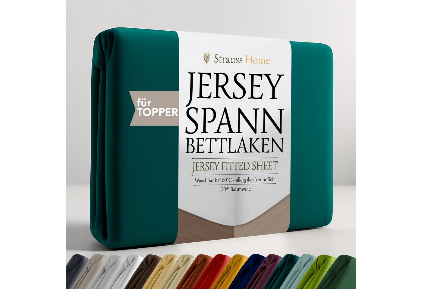 Strauss Home Spannbettlaken Premium Topper Spannbettlaken 150GSM für Matratzen-Topper 10cm Höhe, Gummizug: Rundumgummi, für Topper mit einer Höhe von 10cm, OEKO-TEX zertifiziert Strauss Home Spannbettlaken Premium Topper Spannbettlaken 150GSM für Matratzen-Topper 10cm Höhe, Gummizug: Rundumgummi, für Topper mit einer Höhe von 10cm, OEKO-TEX zertifiziert von Strauss Home