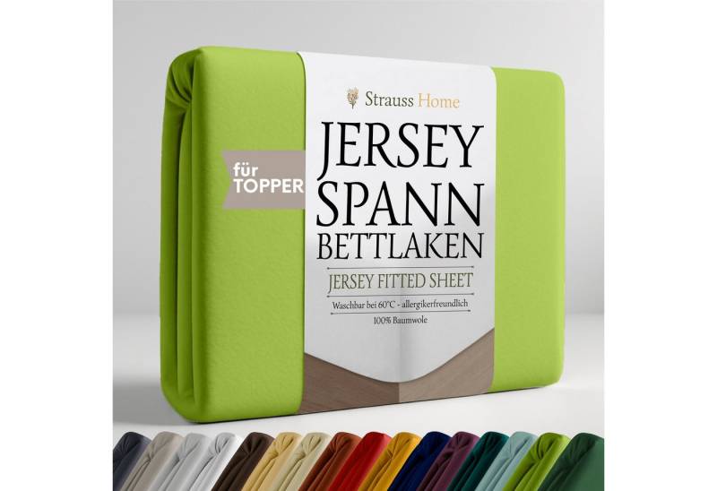 Strauss Home Spannbettlaken Premium Topper Spannbettlaken 150GSM für Matratzen-Topper 10cm Höhe, Gummizug: Rundumgummi, für Topper mit einer Höhe von 10cm, OEKO-TEX zertifiziert von Strauss Home