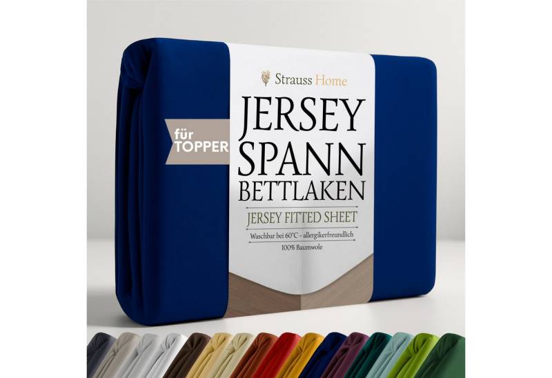 Strauss Home Spannbettlaken Premium Topper Spannbettlaken 150GSM für Matratzen-Topper 10cm Höhe, Gummizug: Rundumgummi, für Topper mit einer Höhe von 10cm, OEKO-TEX zertifiziert von Strauss Home