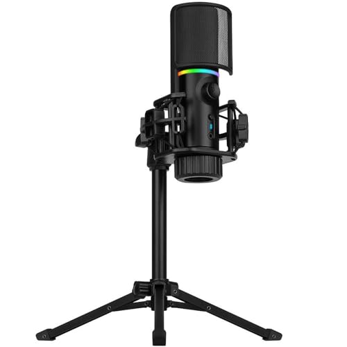 Streamplify MIC - Gaming Mikrofon PC RGB - Streaming Mikrofon mit Stativ und Stummschalttaste - USB-Mikrofon für Podcast - Streaming PC-Mikrofon - USB Microphone - Stand Mikrofon für PC von Streamplify