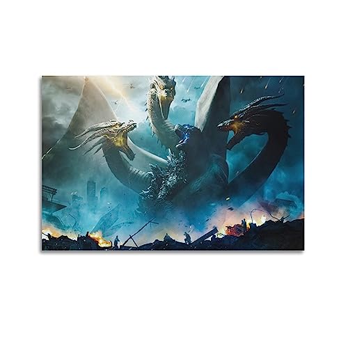 God-zilla Poster, dekoratives Gemälde, Leinwand, Wandposter und Kunstdruck, modernes Familienschlafzimmer-Dekor-Poster, 40 x 60 cm von Street Art