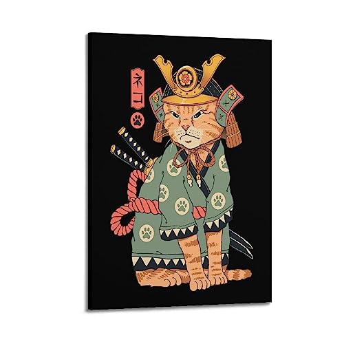 Samurai Katze Poster Dekorative Malerei Leinwand Wandposter und Kunstbild Druck Moderne Familie Schlafzimmer Dekor Poster 20 x 30 cm von Street Art