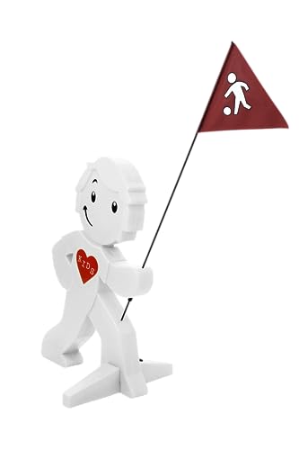 StreetBuddy - Warnfigur mit Fahne, reflektierender Warnaufsteller für Kindersicherheit - Achtung langsam Fahren - Vorsicht spielende Kinder - Schild Autofahrer Warnung (1x Weiß) von StreetBuddy