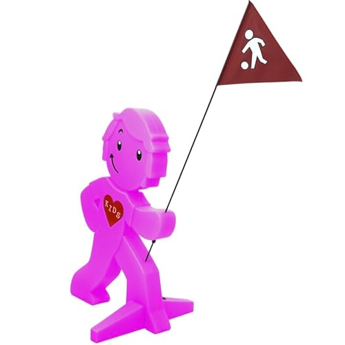 StreetBuddy - Warnfigur mit Fahne, reflektierender Warnaufsteller für Kindersicherheit - Achtung langsam Fahren - Vorsicht spielende Kinder - Schild Autofahrer Warnung (Magenta) von StreetBuddy