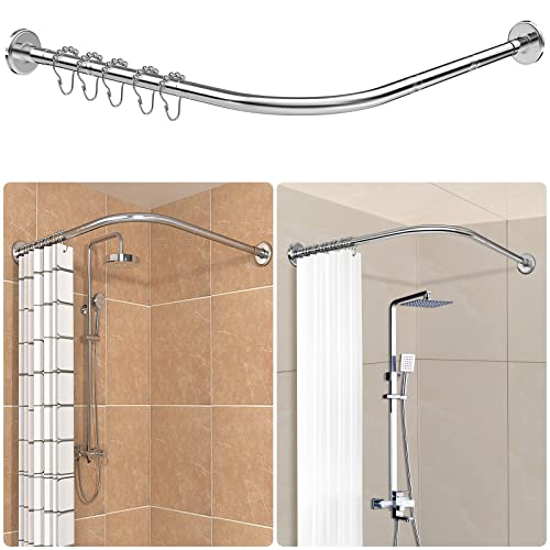 Duschvorhangstange L Form - Duschstange Ecke Rostfrei, inkl. 24 Ringe, 75-170 cm, 4 in 1 System - ohne Deckenhalterung, SUS 304 Edelstahl Duschstange für Badewanne, Dusche, Bekleidungsgeschäft von Strength Enemy