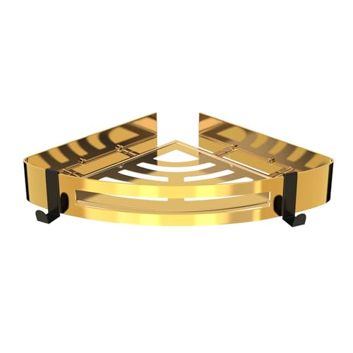 Strength Enemy Dusche duschregale, Duschablage Ohne Bohren,Duschregale mit 2 Haken, dusche eckregal, Rostfreier Edelstahl Duschregal für Badezimmer Kuche (Gold,1 StüCk) von Strength Enemy