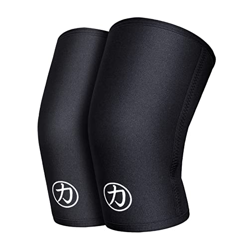Strength Shop 7mm Neopren Kniebandage für Damen & Männer, 1 Paar (L), Farbe: Schwarz, extrem reißfeste & belastbare IPF Wettkampf Knee Sleeves, ideal für Powerlifting, Kraftsport & Co. von Strength Shop