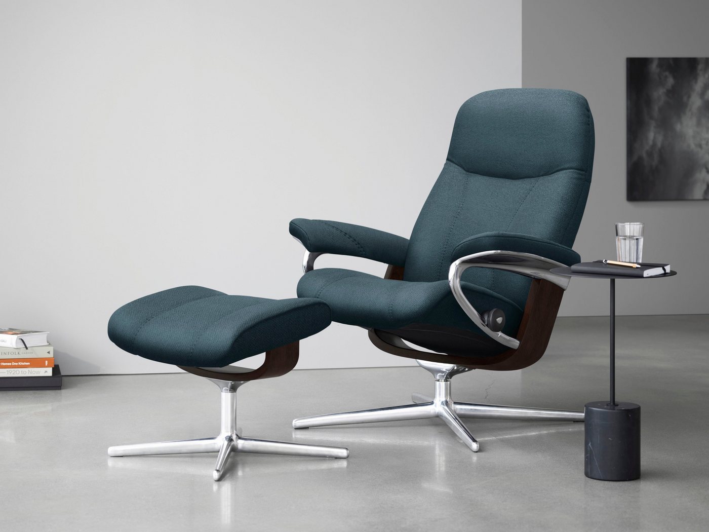 Stressless® Fußhocker Consul, mit Cross Base, Größe S, M & L, Holzakzent Braun von Stressless®