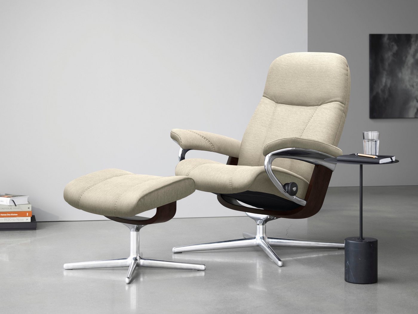 Stressless® Fußhocker Consul, mit Cross Base, Größe S, M & L, Holzakzent Braun von Stressless®