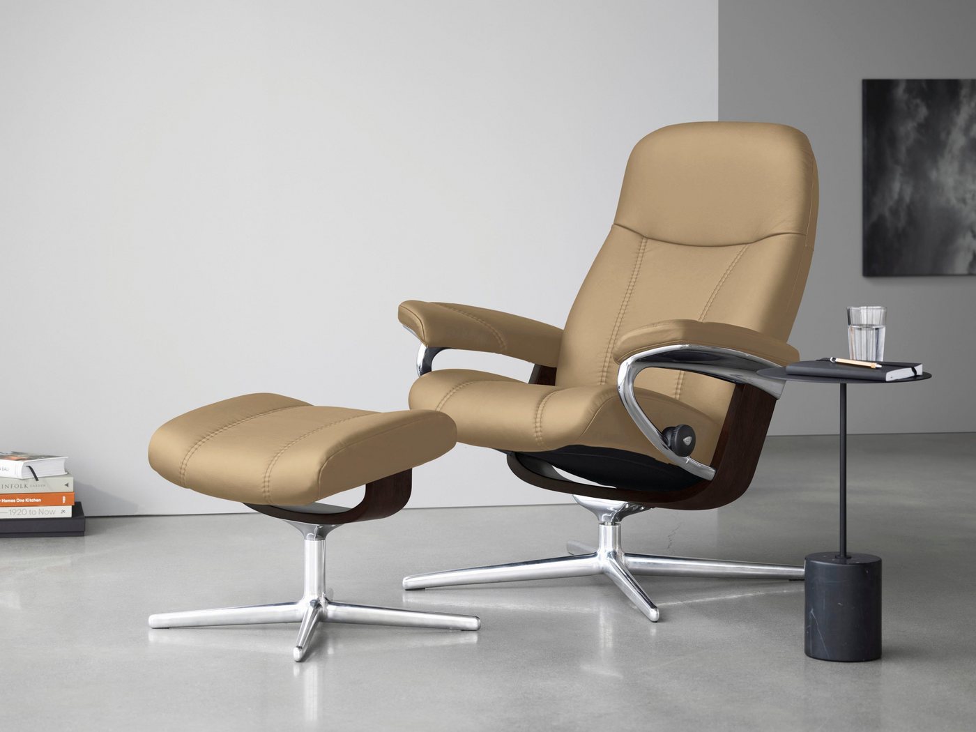 Stressless® Fußhocker Consul, mit Cross Base, Größe S, M & L, Holzakzent Braun von Stressless®