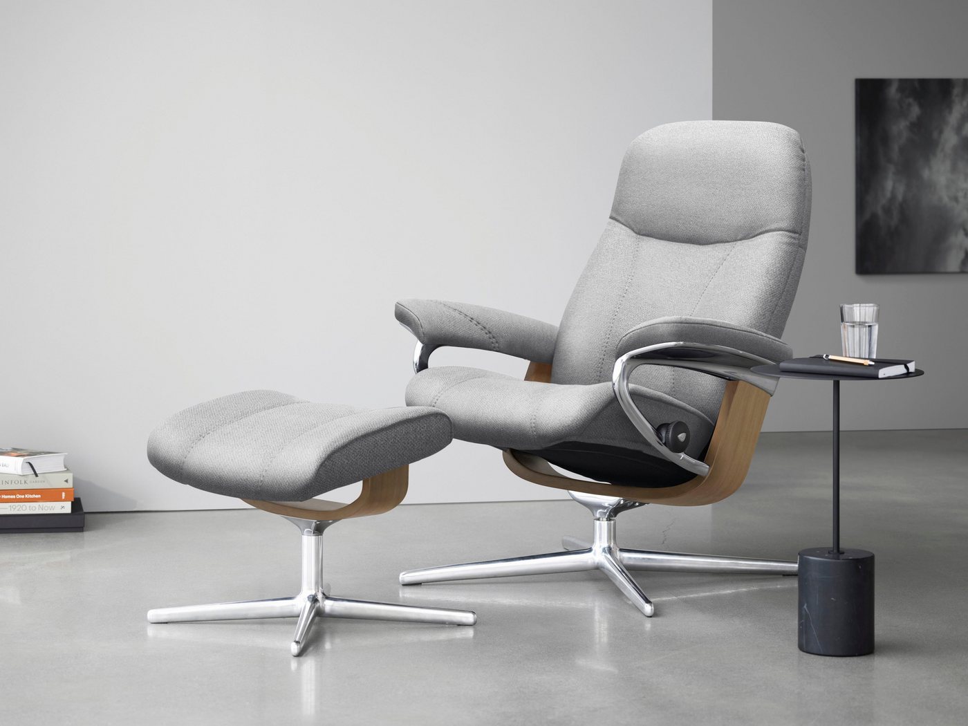 Stressless® Fußhocker Consul, mit Cross Base, Größe S, M & L, Holzakzent Eiche von Stressless®