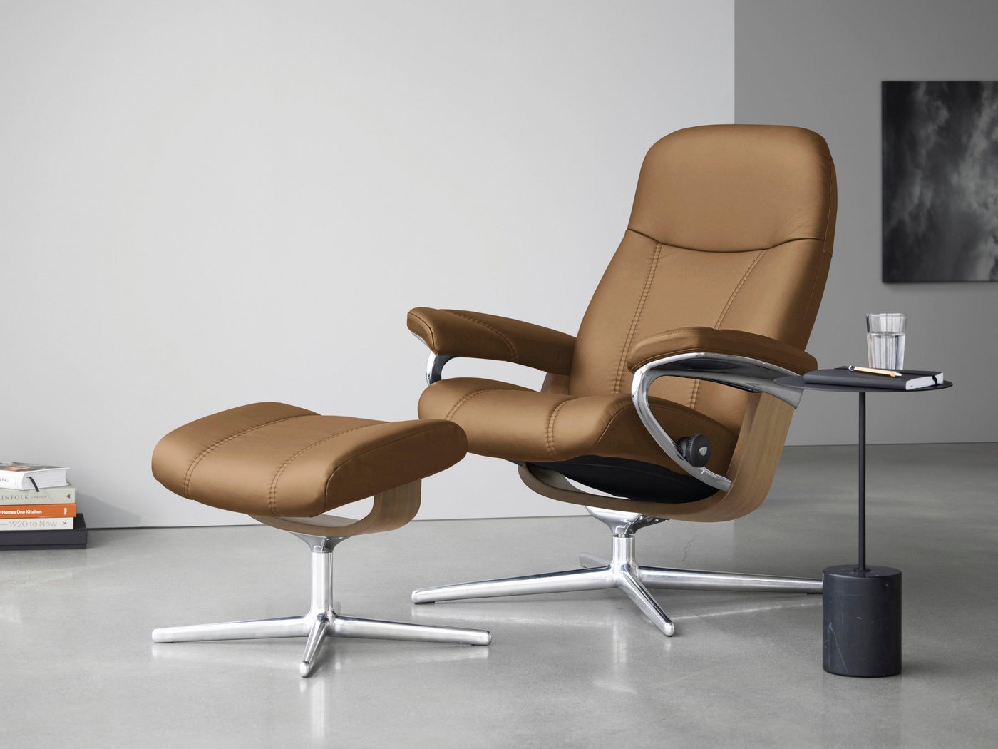 Stressless® Fußhocker Consul, mit Cross Base, Größe S, M & L, Holzakzent Eiche von Stressless®