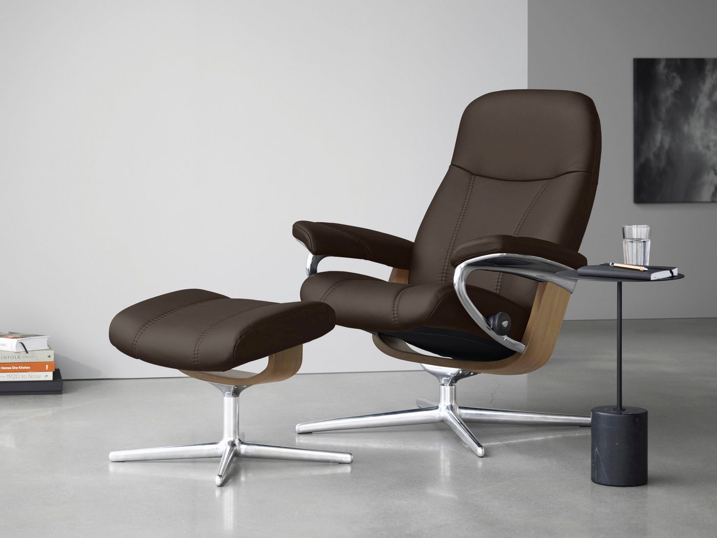 Stressless® Fußhocker Consul, mit Cross Base, Größe S, M & L, Holzakzent Eiche von Stressless®