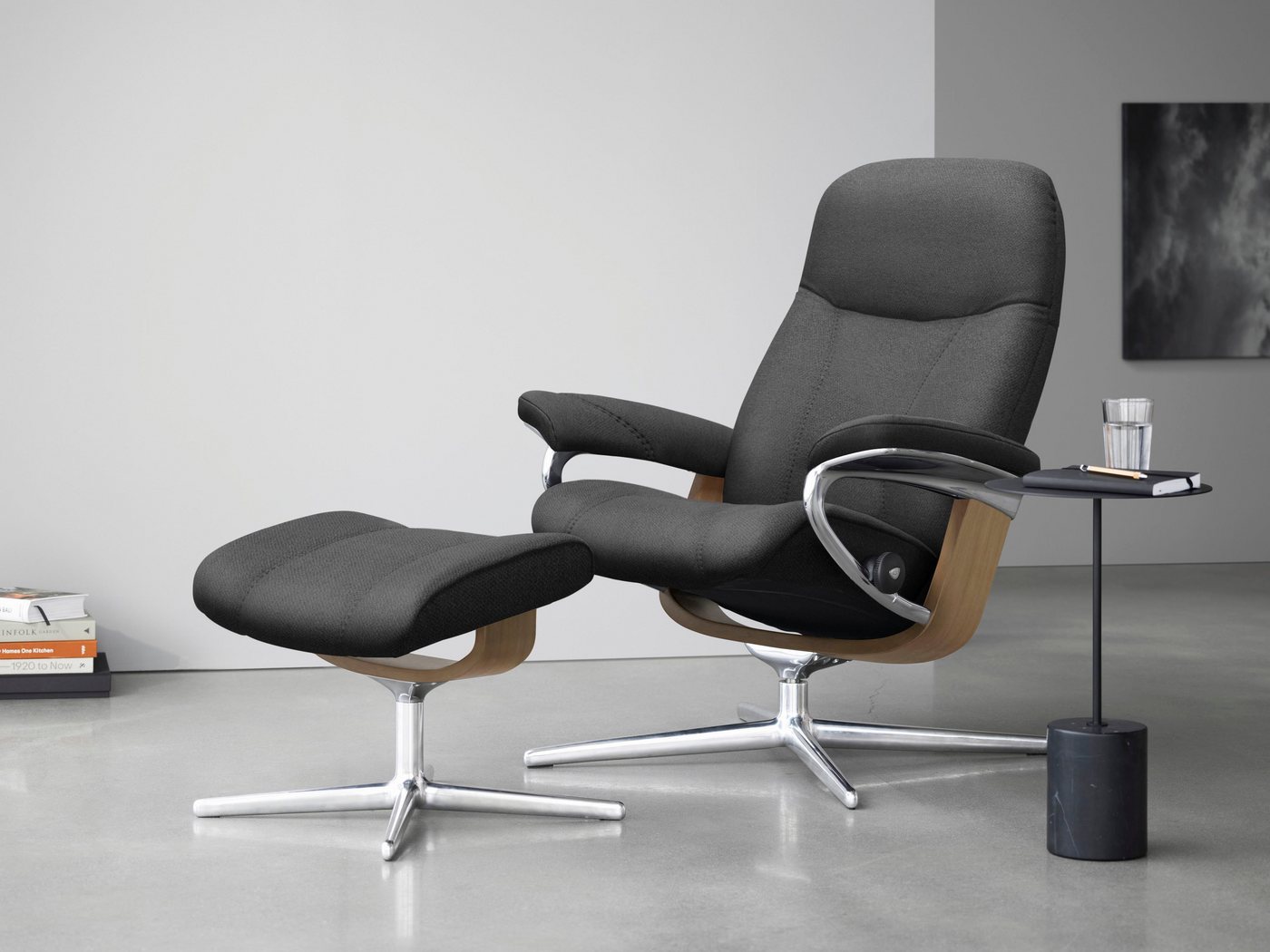 Stressless® Fußhocker Consul, mit Cross Base, Größe S, M & L, Holzakzent Eiche von Stressless®