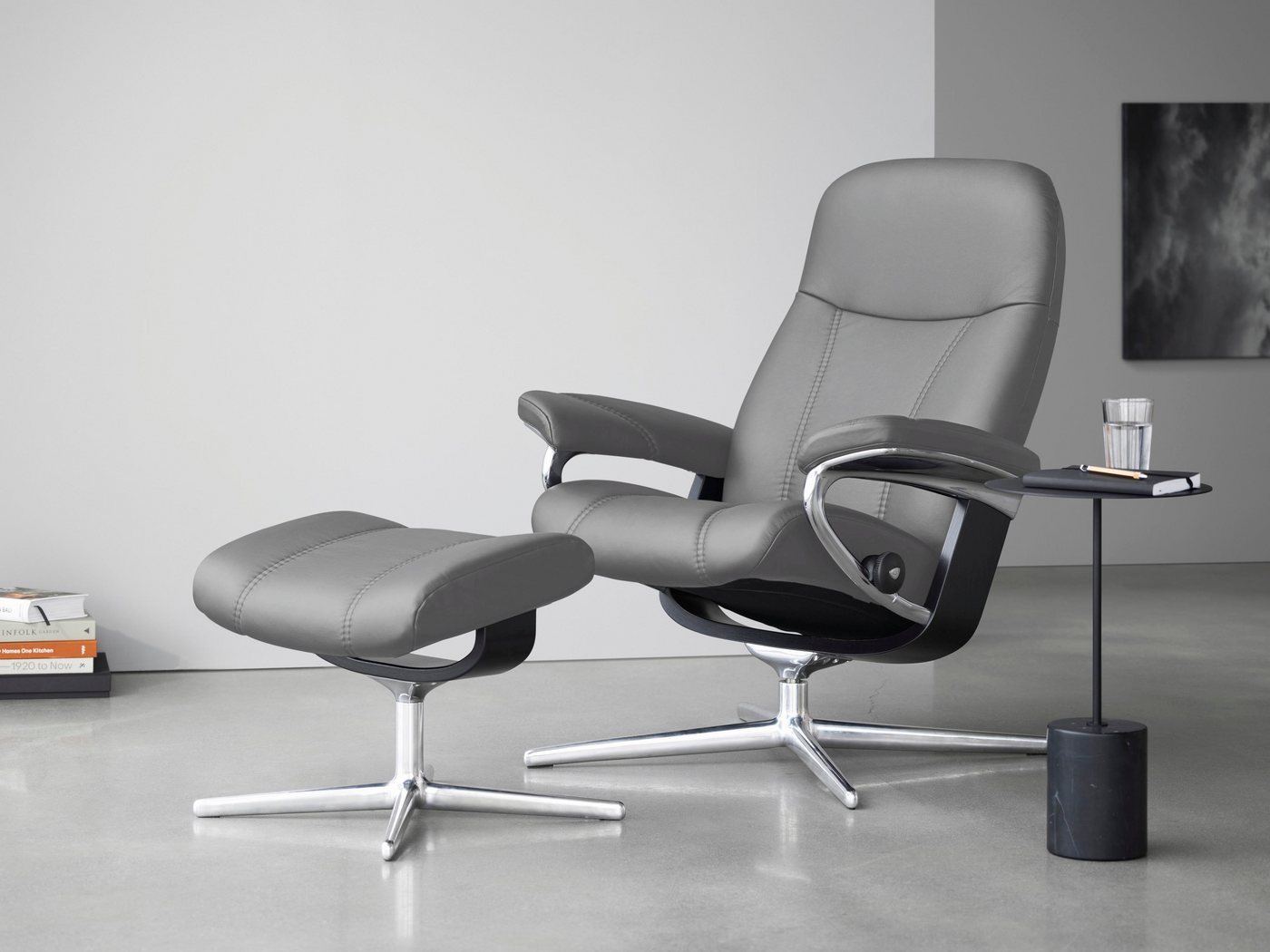 Stressless® Fußhocker Consul, mit Cross Base, Größe S, M & L, Holzakzent Schwarz von Stressless®