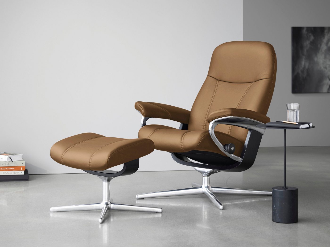 Stressless® Fußhocker Consul, mit Cross Base, Größe S, M & L, Holzakzent Schwarz von Stressless®