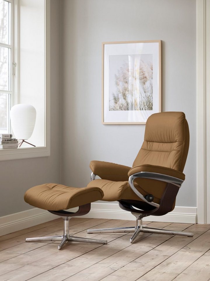 Stressless® Fußhocker Sunrise, mit Cross Base, Größe S, M & L, Holzakzent Braun von Stressless®