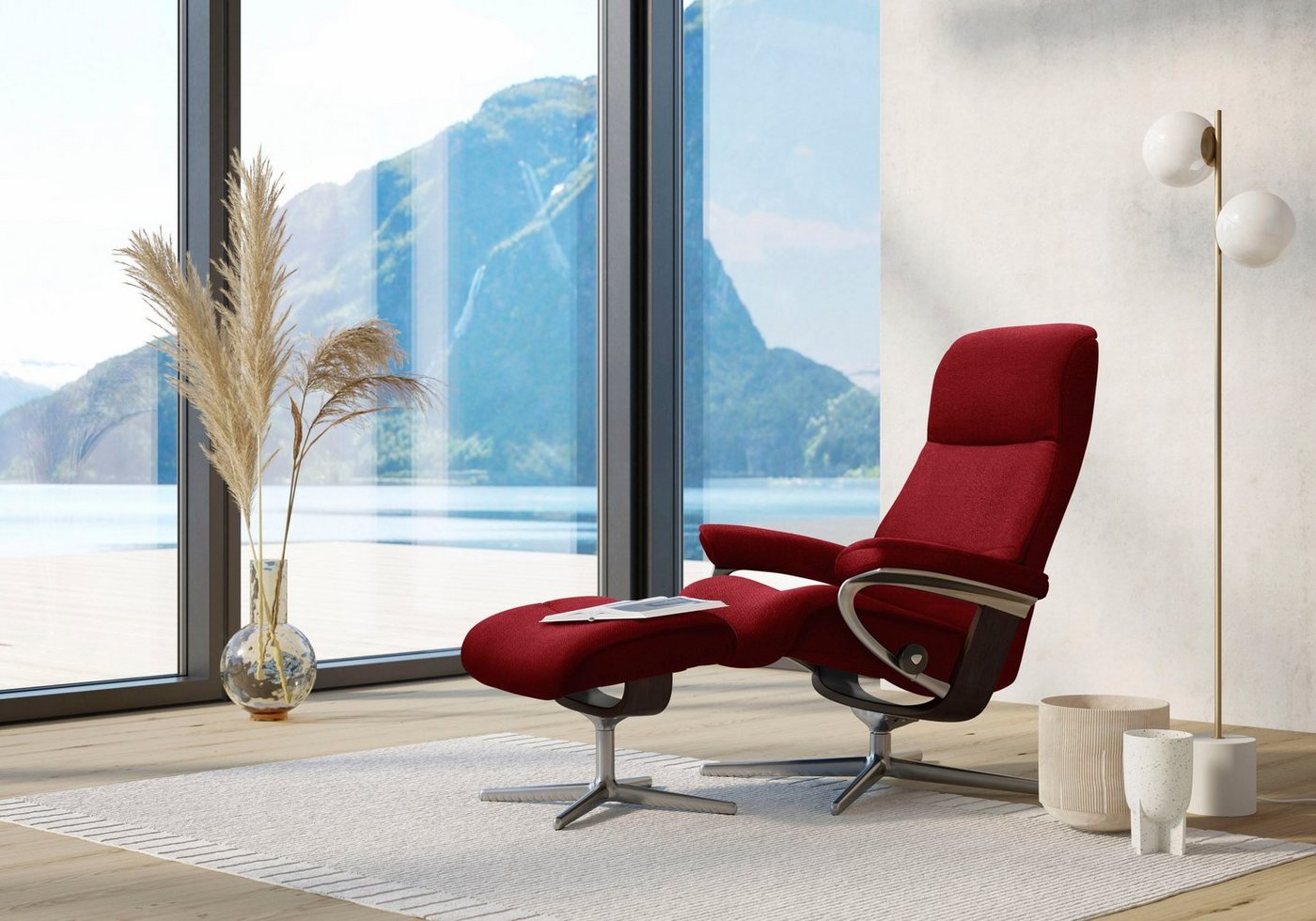 Stressless® Fußhocker View, mit Cross Base, Größe S, M & L, Holzakzent Braun von Stressless®