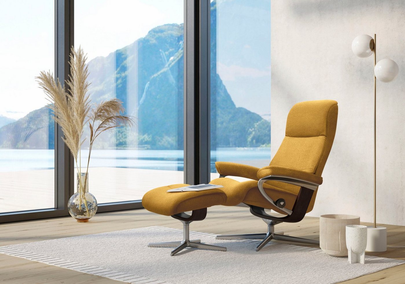 Stressless® Fußhocker View, mit Cross Base, Größe S, M & L, Holzakzent Braun von Stressless®