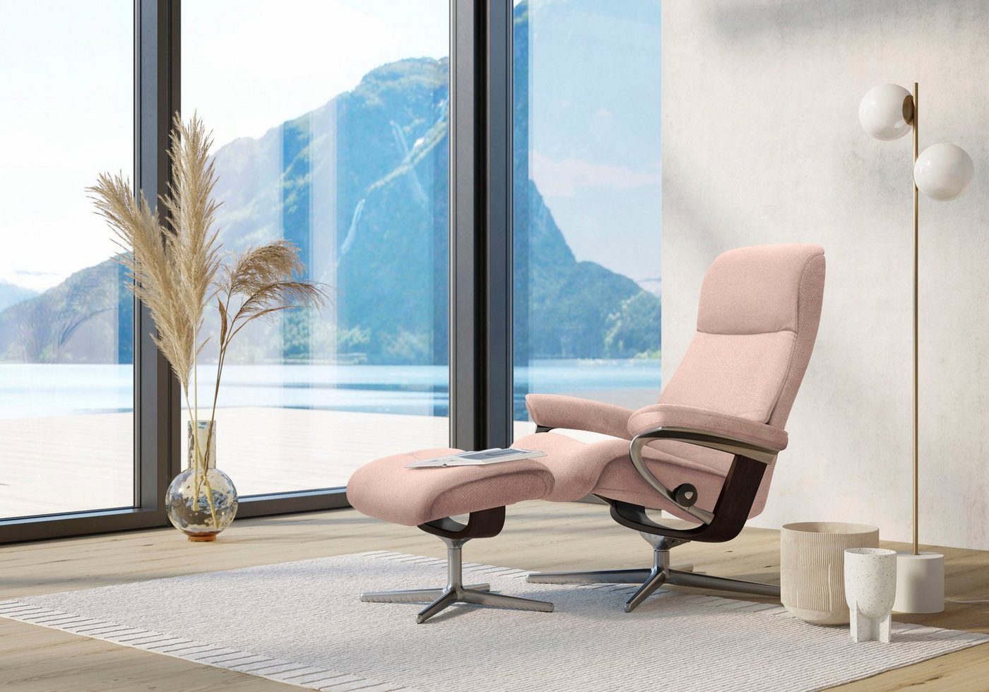 Stressless® Fußhocker View, mit Cross Base, Größe S, M & L, Holzakzent Braun von Stressless®