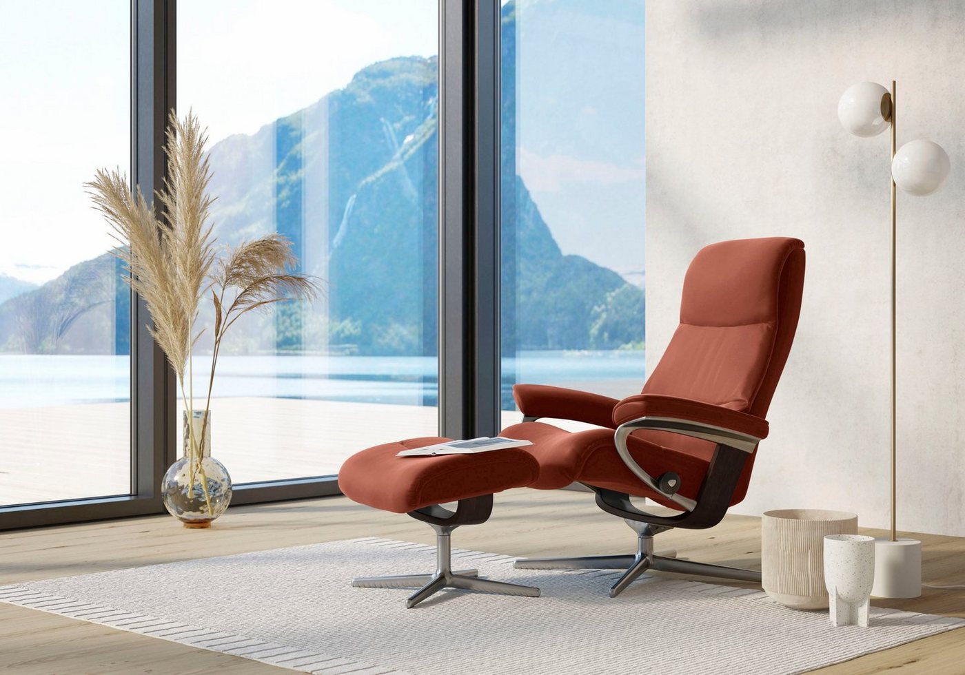 Stressless® Fußhocker View, mit Cross Base, Größe S, M & L, Holzakzent Braun von Stressless®