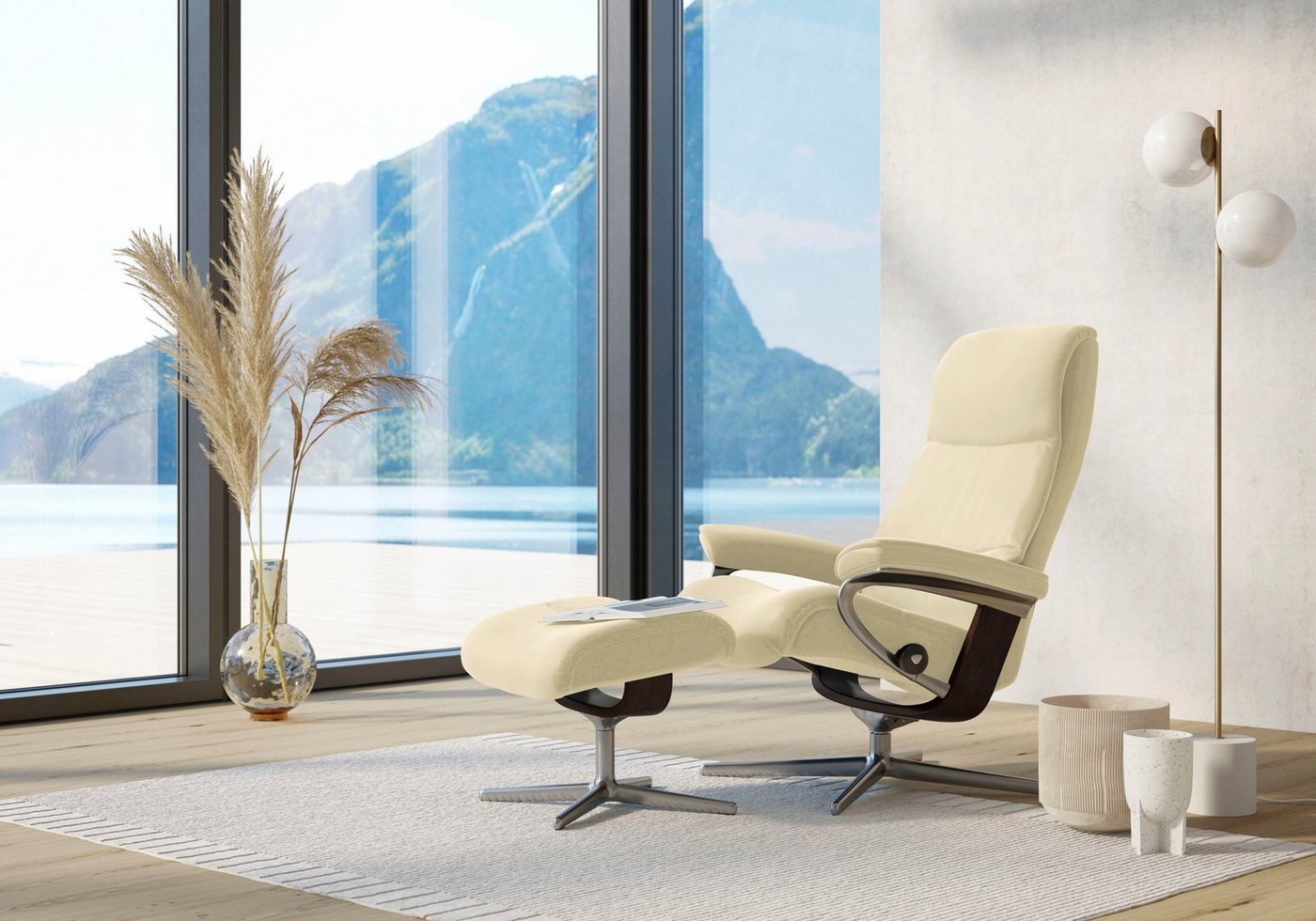 Stressless® Fußhocker View, mit Cross Base, Größe S, M & L, Holzakzent Braun von Stressless®