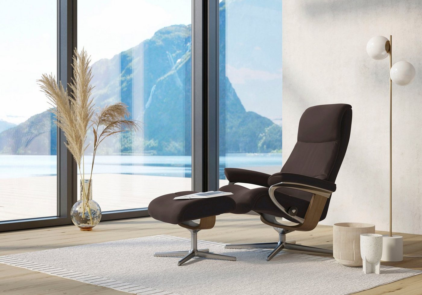 Stressless® Fußhocker View, mit Cross Base, Größe S, M & L, Holzakzent Eiche von Stressless®