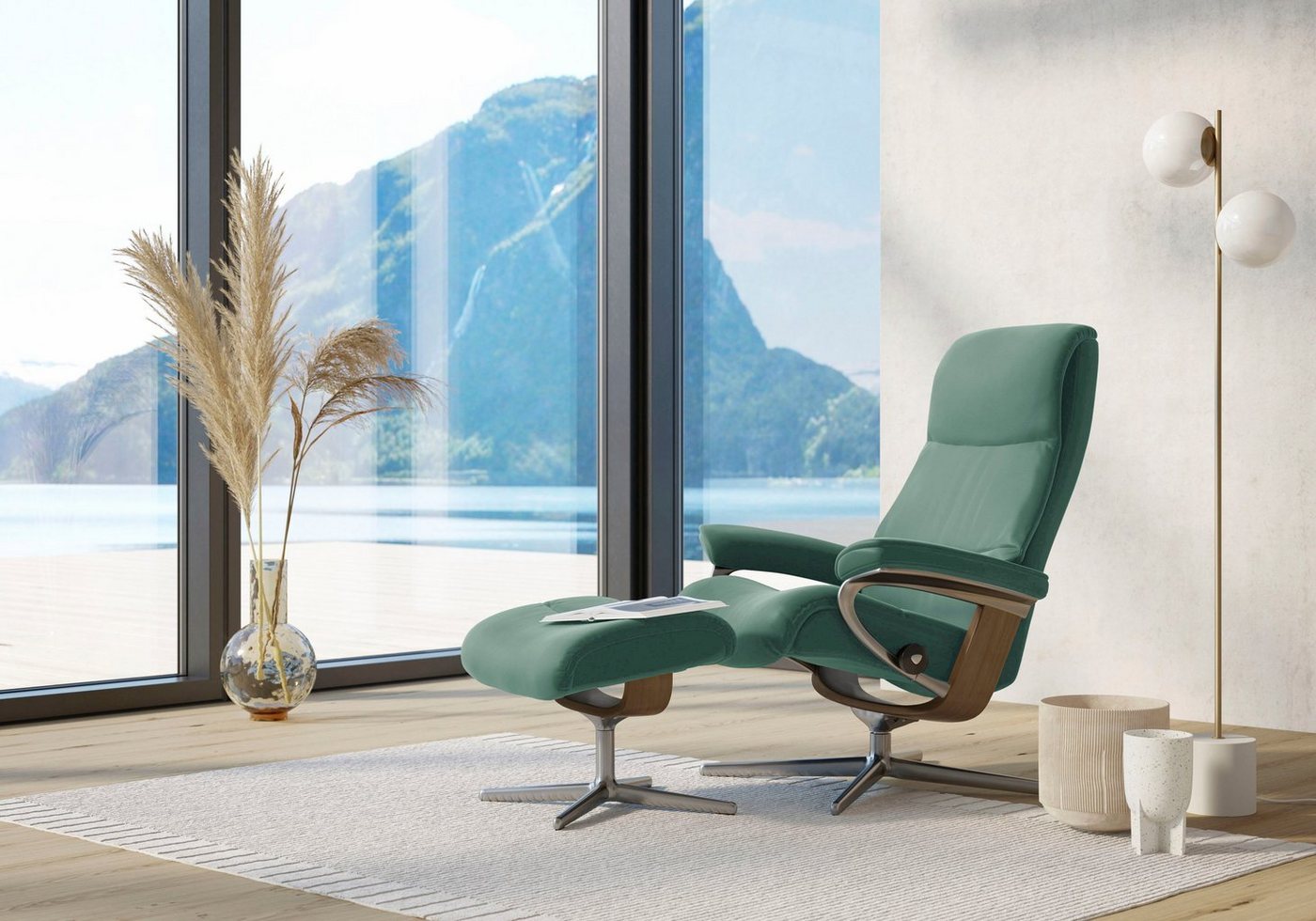 Stressless® Fußhocker View, mit Cross Base, Größe S, M & L, Holzakzent Eiche von Stressless®