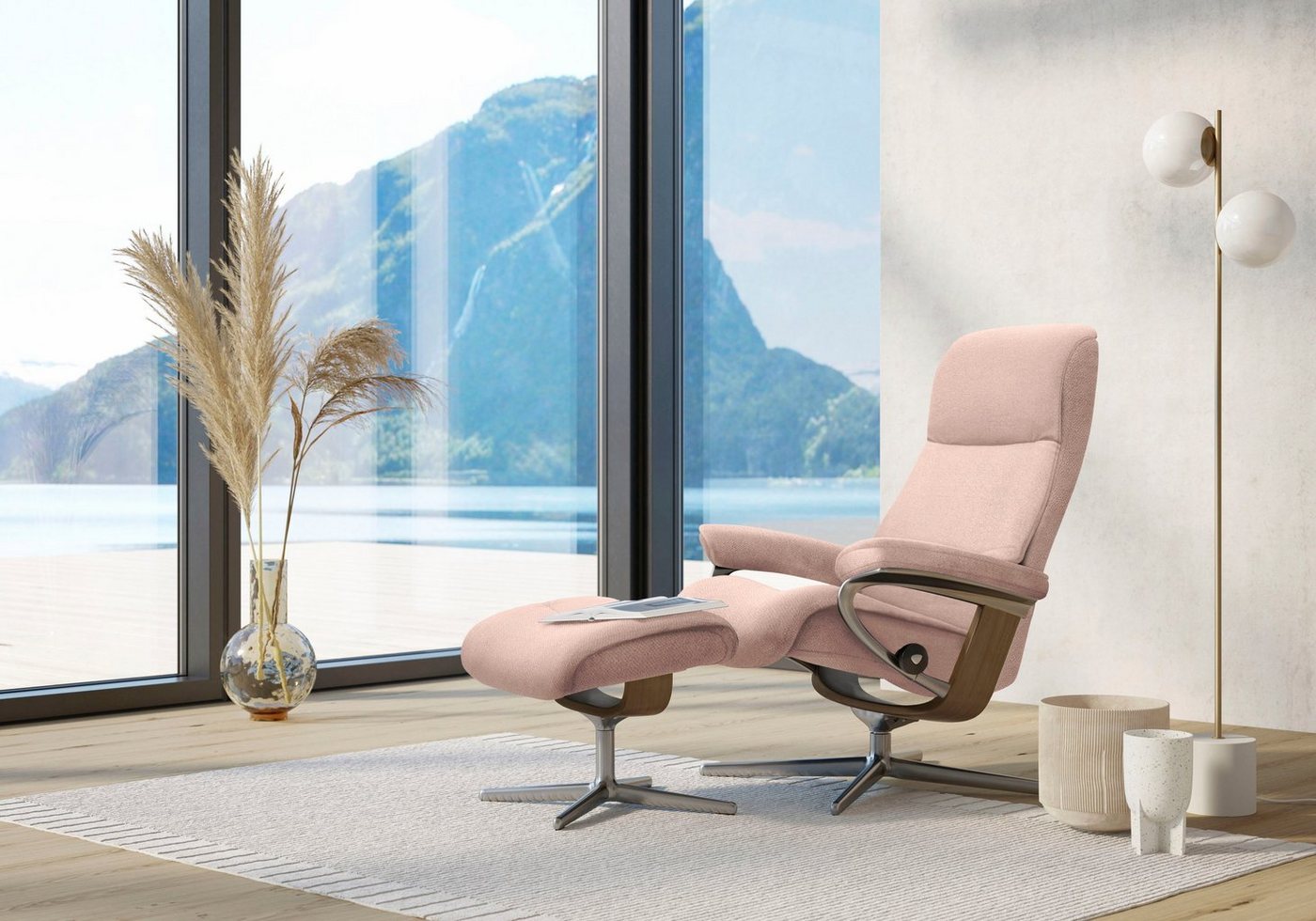 Stressless® Fußhocker View, mit Cross Base, Größe S, M & L, Holzakzent Eiche von Stressless®