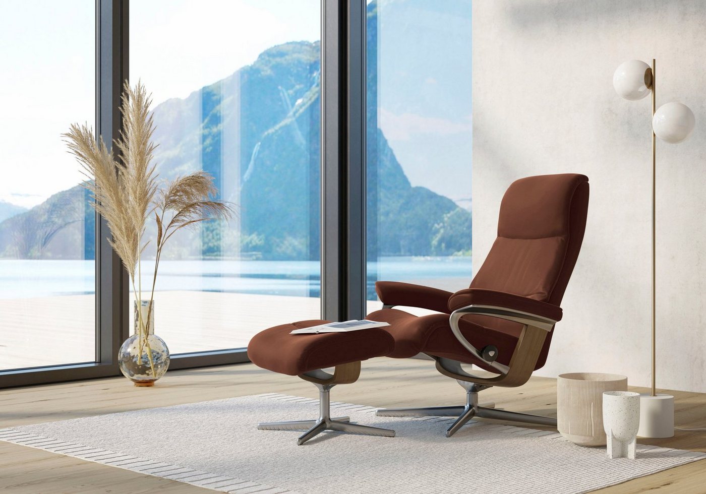 Stressless® Fußhocker View, mit Cross Base, Größe S, M & L, Holzakzent Eiche von Stressless®