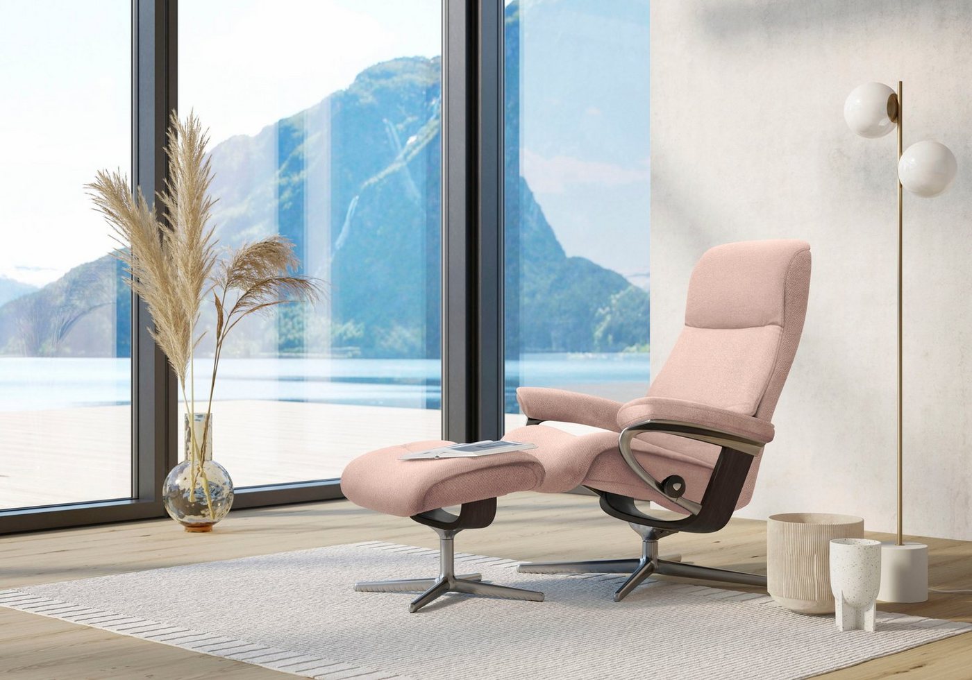 Stressless® Fußhocker View, mit Cross Base, Größe S, M & L, Holzakzent Wenge von Stressless®