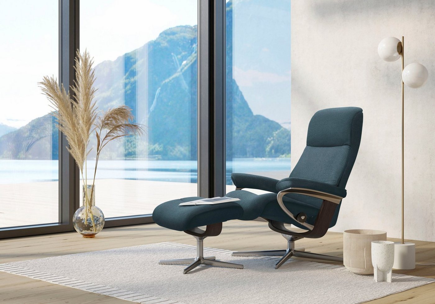 Stressless® Fußhocker View, mit Cross Base, Größe S, M & L, Holzakzent Wenge von Stressless®