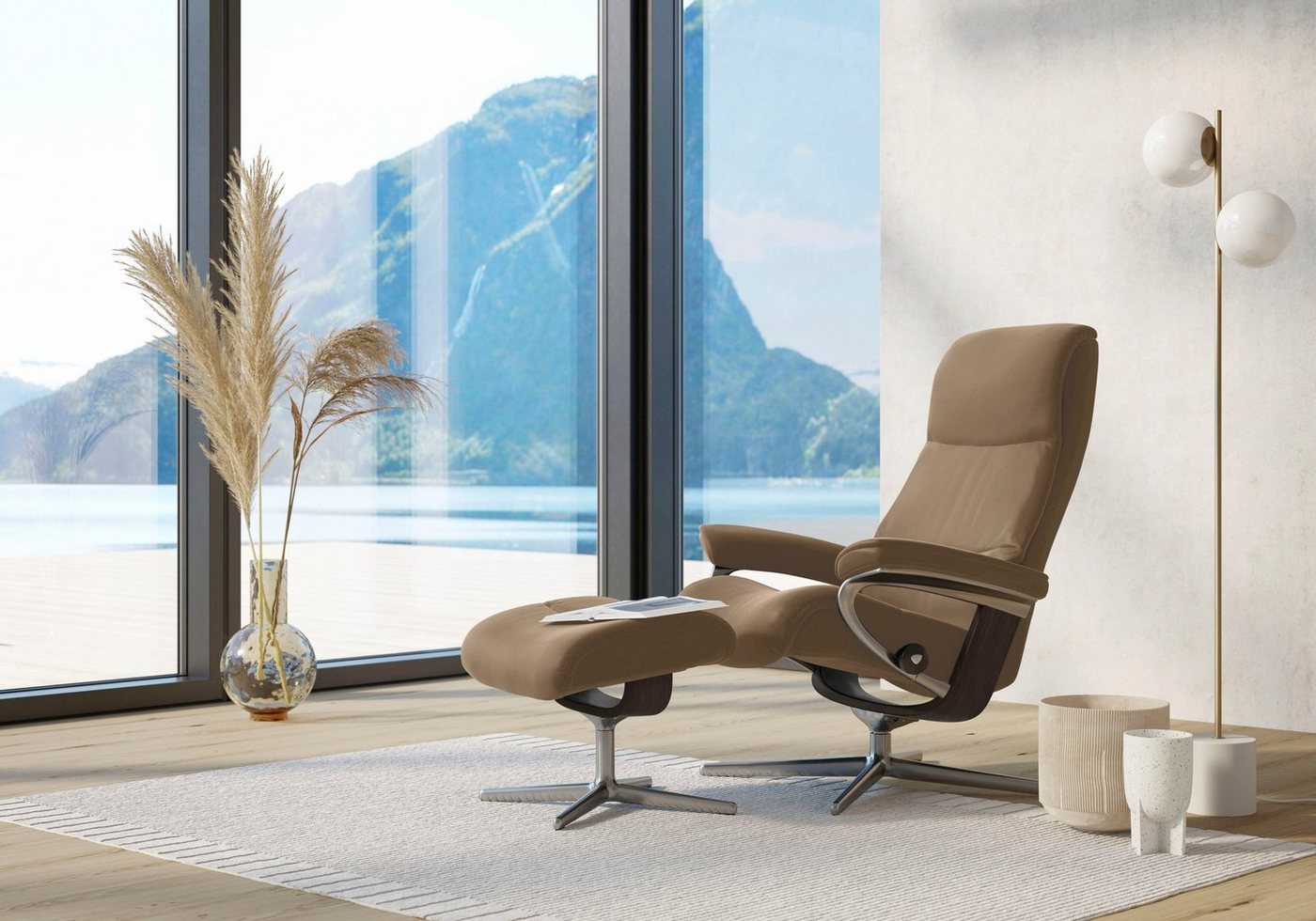 Stressless® Fußhocker View, mit Cross Base, Größe S, M & L, Holzakzent Wenge von Stressless®