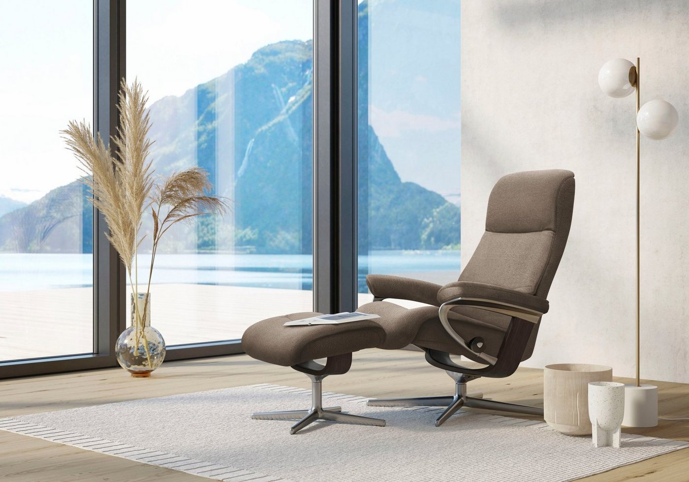 Stressless® Fußhocker View, mit Cross Base, Größe S, M & L, Holzakzent Wenge von Stressless®