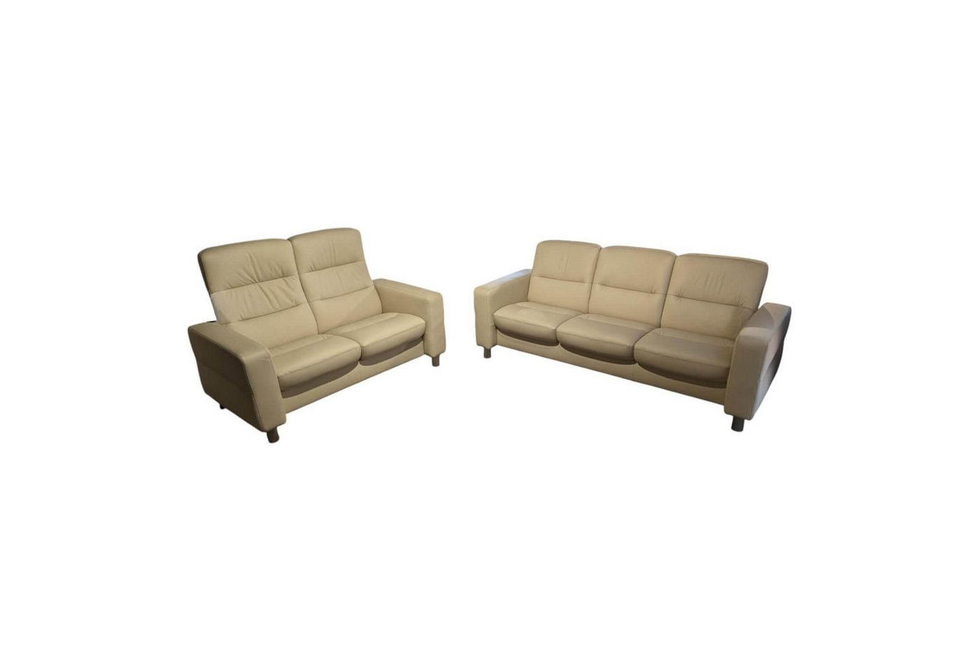 Stressless® Polstergarnitur 2er Set Wave Leder Batick Cream Creme Stahlbei Rund Chrom Matt von Stressless®